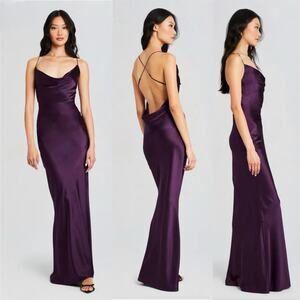 SER.O.YA Retrofete Massimo Slip Dress Size XXL Purple Silk Sexy Party Prom Gala